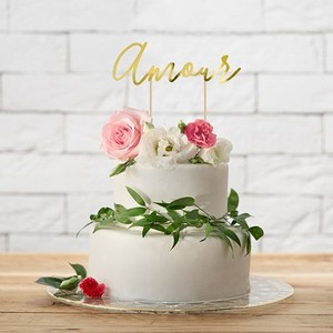 DEKORACE na dort - npis Amour zlat 22,5cm