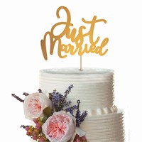 Dekorácia na tortu "Just Married" zlatá