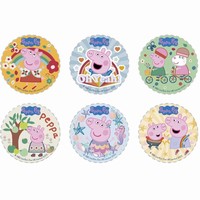 Dekorcia na tortu fondnov list Prasiatko Peppa bez cukru 5,8 cm (6 ks)