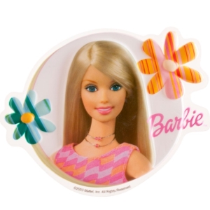 Dekorace na dort plastov disk Barbie 18 cm 3 ks