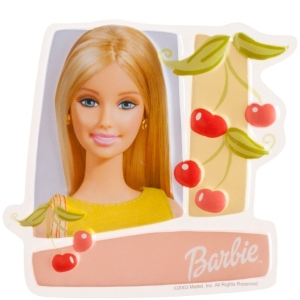 Dekorace na dort plastov disk Barbie 18 cm 3 ks
