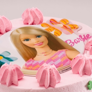 Dekorace na dort plastov disk Barbie 18 cm 3 ks