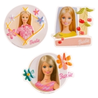 Dekorácia na tortu plastový disk Barbie 18 cm, 3 ks