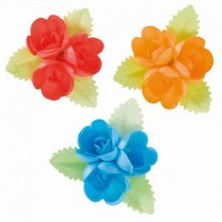 Dekorcia na tortu z jedlho papiera Kvety s lstkami 6,5x6,5 cm (30 ks)