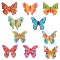 Dekorcia na tortu z jedlho papiera Motliky multicolor 4 cm 200 ks