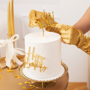 Dekorace na dort zlat� korunka se st��brn�mi krystaly 7 cm