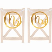 Dekorácia papierová na stoličky Mr a Mrs zlatá  28x30 cm