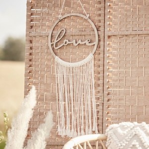 Dekorace zvsn, deven "Love" s macrame 1ks