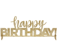 Dekoračný nápis akrylový Happy Birthday zlatý