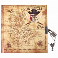 Denník so zámkom Pirátska mapa 15 x 18 cm