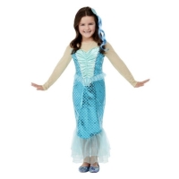 Detský kostým morská panna modrý s klipom do vlasov S