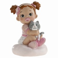 Figúrka na tortu Dievčatko s mačičkou 10 cm