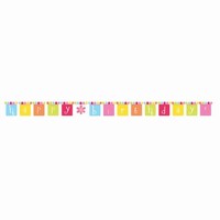 GIRLANDA Happy Birthday farebn s kvetinkou 2,4m