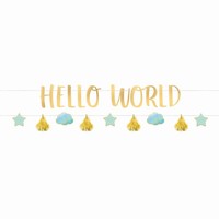 GIRLANDA s nápisem Hello World a doplňky 176cm 2ks