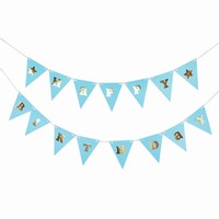 GIRLANDA vlajková Happy Birthday modrá so zlatom 300 cm