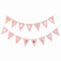 GIRLANDA vlajkov Happy Birthday ruov so zlatom 300 cm
