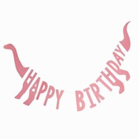 Girl Dino párty, Girlanda "Happy birthday" ružová 27x137 cm