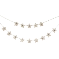 Girlanda textiln hviezdiky biele Merry Christmas 1,5 m