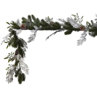 Girlanda vianočné Vetvičky čečiny a strieborné listy 1,8 m