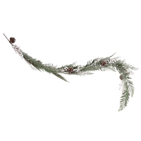 Girlanda vianočné Zasnežené listy s bielymi bobuľami 1,9 m