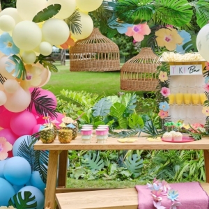 Sada balónků na balónkovou girlandu s listy a květy Tropical 7