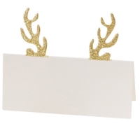 Menovky na stl Sobie parohy zlat 9x4 cm, 6 ks