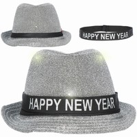 KLOBK Happy New Year strieborn s LED