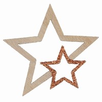 VIANOČNÉ konfety hviezdy drevené s glitrami Rose Gold 3,5x4cm