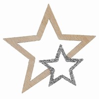 VIANON KONFETY hviezdy dreven strieb. s glitrami 3,5x4cm 12ks