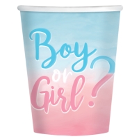 Baby shower "Boy or Girl" - Tégliky papierové 250 ml 8 ks