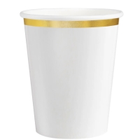 Kel�mky pap�rov� b�l� se zlat�m prou�kem 220 ml 6 ks