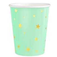 Tgliky papierov mintov so zlatmi hviezdikami 220 ml 6 ks