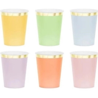 Tgliky papierov pastelov so zlatm pruhom 220 ml 6 ks
