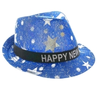 Klobúk Happy New Year modrý s hviezdami