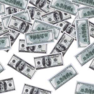 Konfety vystelovac 100 Euro bankovky 60 cm