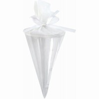 Kornútok na svadobné mandličky transparentný 10 cm, 6 ks