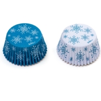 Košíčky na cupcakes Snehové vločky modrá/biela 36 ks