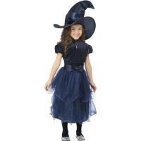Kostým detský Čarodejnica tmavo modrý s klobúkom
