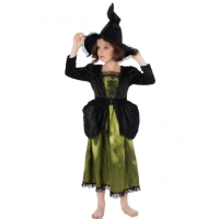Kostým detský Čarodejnica Belina zelený