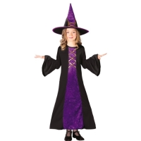 Kostým detský Čarodejnica, čierno-fialový, 10-12 rokov