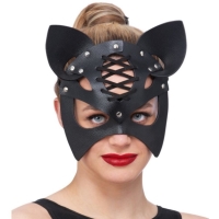 Kožená sexy maska Mačka čierna