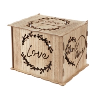 Škatuľa drevená na peniaze Love 30x24x22