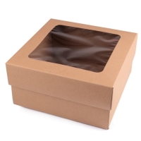 Krabica papierová s priehľadom prírodná 20x20x10,5 cm