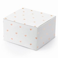Krabičky biele s rosegold srdiečkami 6x3,5x5,5 cm (10 ks)
