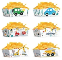 Škatuľky na chipsy Autá 15 x 6 cm 3 ks