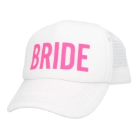 Kšiltovka bílá s růžovým nápisem Bride