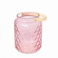 LUCERNA sklenená ružová s bambusovou rukoväťou 18x26,7cm