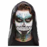 HALLOWEEN MAKE-UP set Kostlivec modro-zelen s glitrami