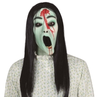 Maska latexová Zombie žena s vlasmi