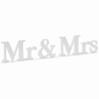 NÁPIS drevený Mr & Mrs biely 50x9,5cm